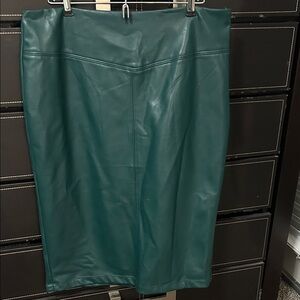 Express Emerald Green Leather Pencil Skirt